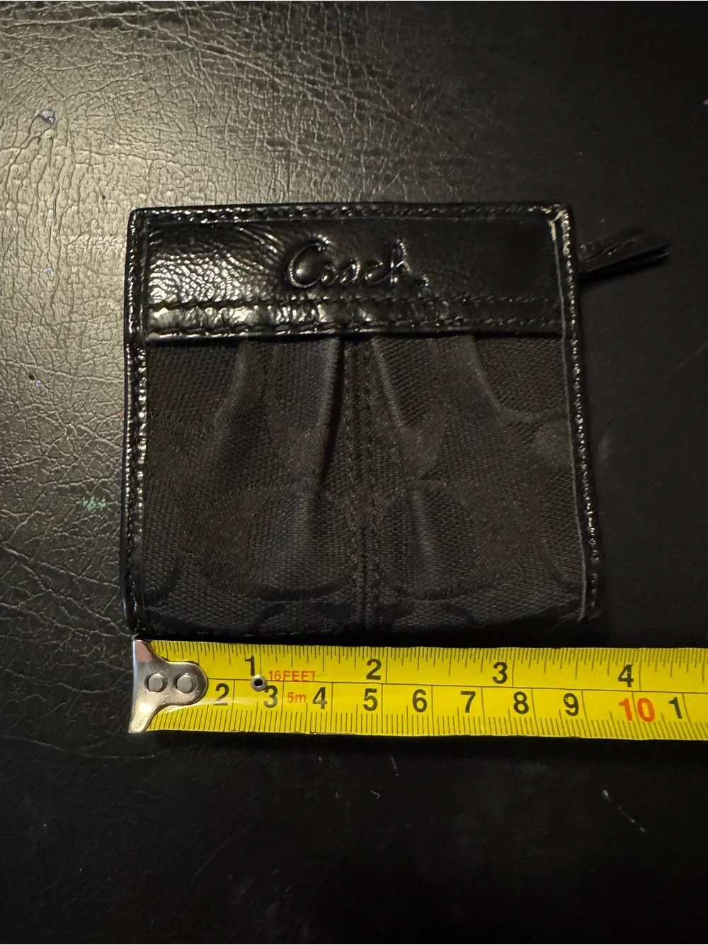 Coach Black Signature Compact Wallet